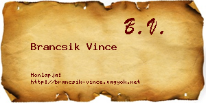Brancsik Vince névjegykártya